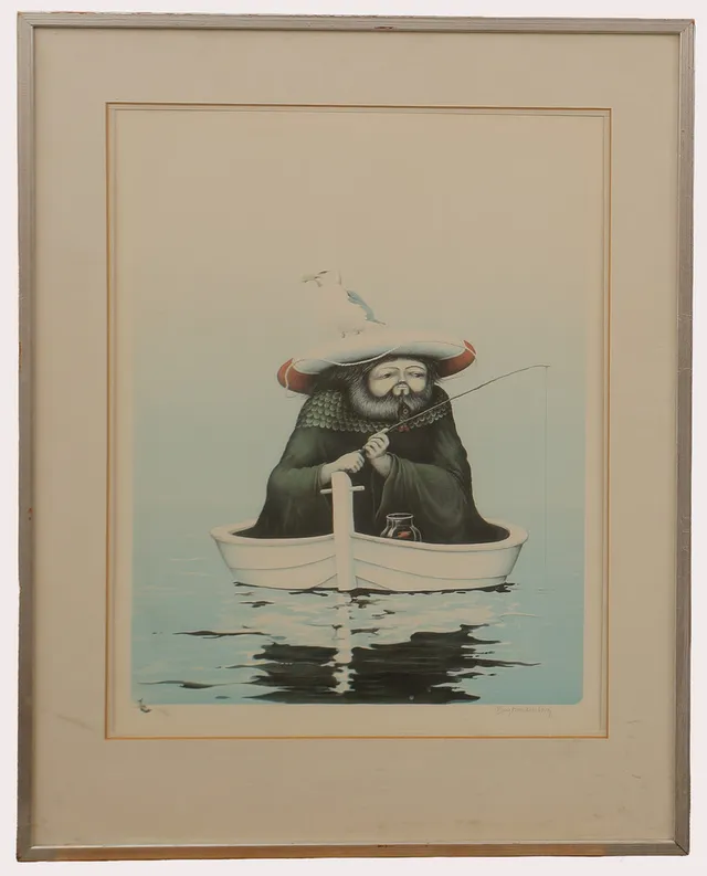 BENGT NORDENBORG. "Fisksamlaren", färglitografi, signerad och numrerad 182/310.