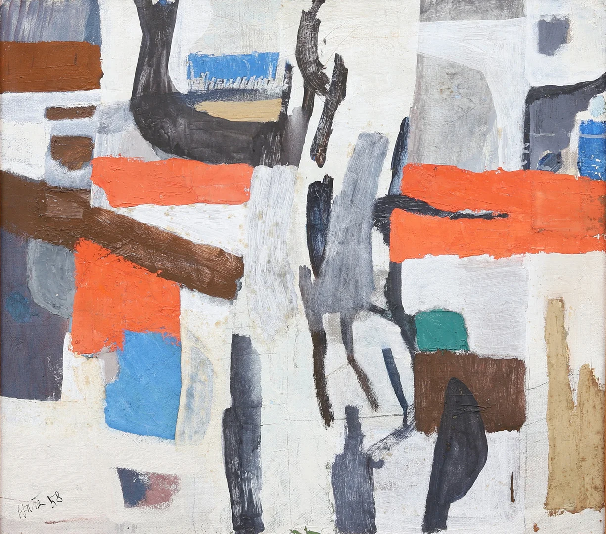 FELIX HATZ. Komposition, olja på duk, signerad och daterad -58. — Paintings — Garpenhus Auktioner