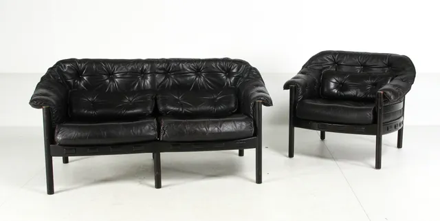 Svend Ellekær for Goja. Two-seater sofa and armchair, 1970s (2)