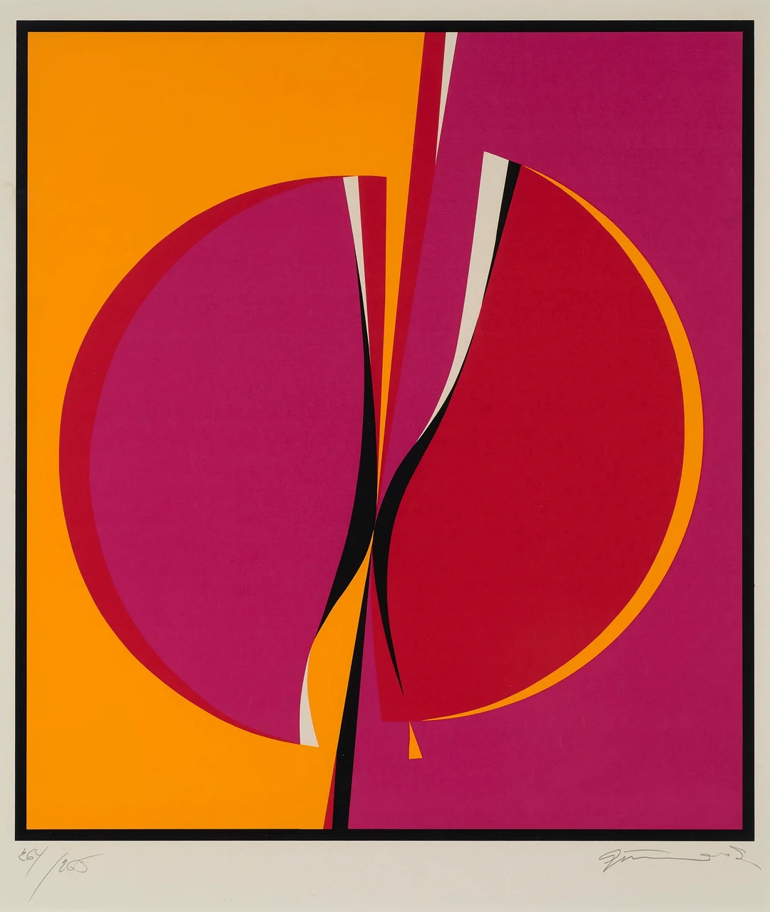 Gundersen, Gunnar S. — Komposisjon i orange, rosa og rødt, 1975 — Kunst/Grafikk — Blomqvist