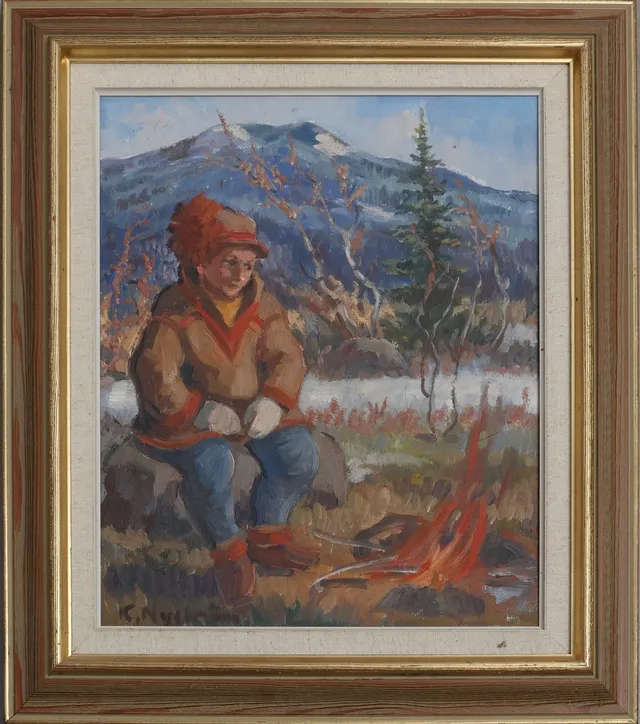 KURT NYSTRÖM. olja på duk,Samemotiv, signerad.