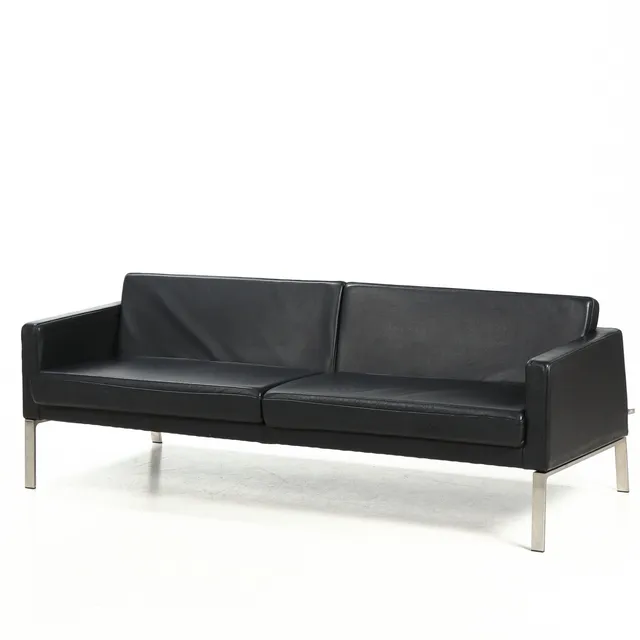 N. Eilersen. Three-person sofa, model CFM06, black leather.