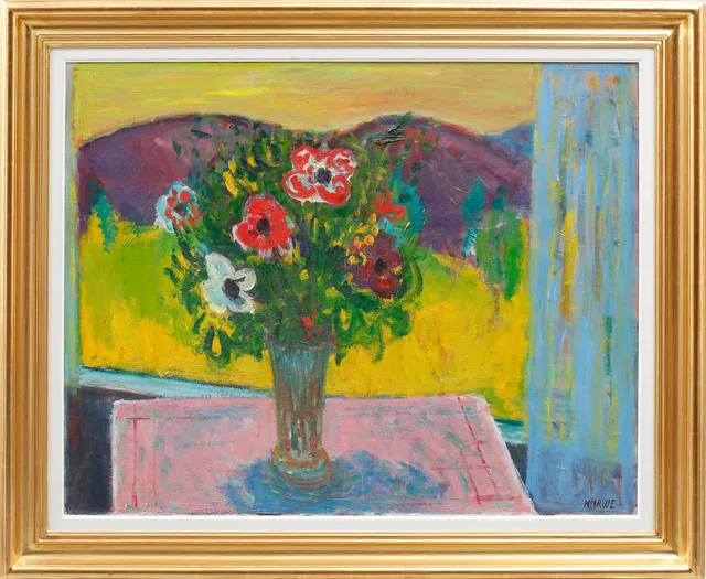 KNUT IRWE. Blomsterstilleben. Olja på duk, signerad.