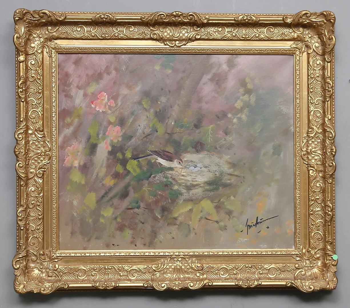 TORBJÖRN MARTINSSON. "Törnsångare". Olja på duk, signerad. — Paintings — Gomér & Andersson Linköping