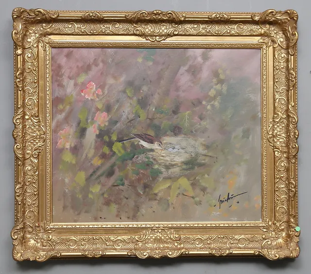 TORBJÖRN MARTINSSON. "Törnsångare". Olja på duk, signerad.
