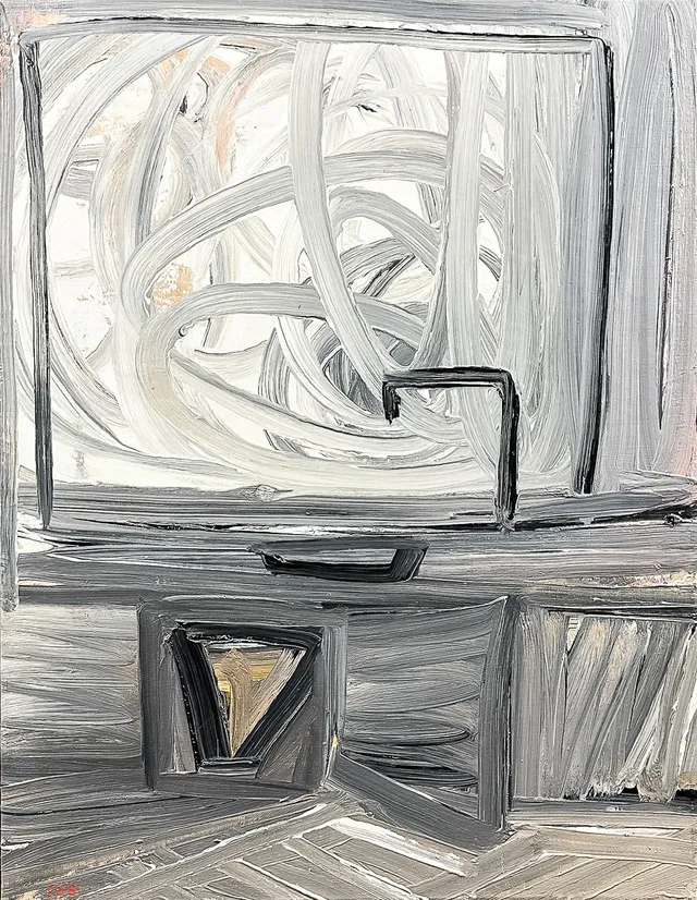 EVE ERIKSSON. OLJA PÅ DUK, "Komposition från kök", Signerad och daterad 1961.