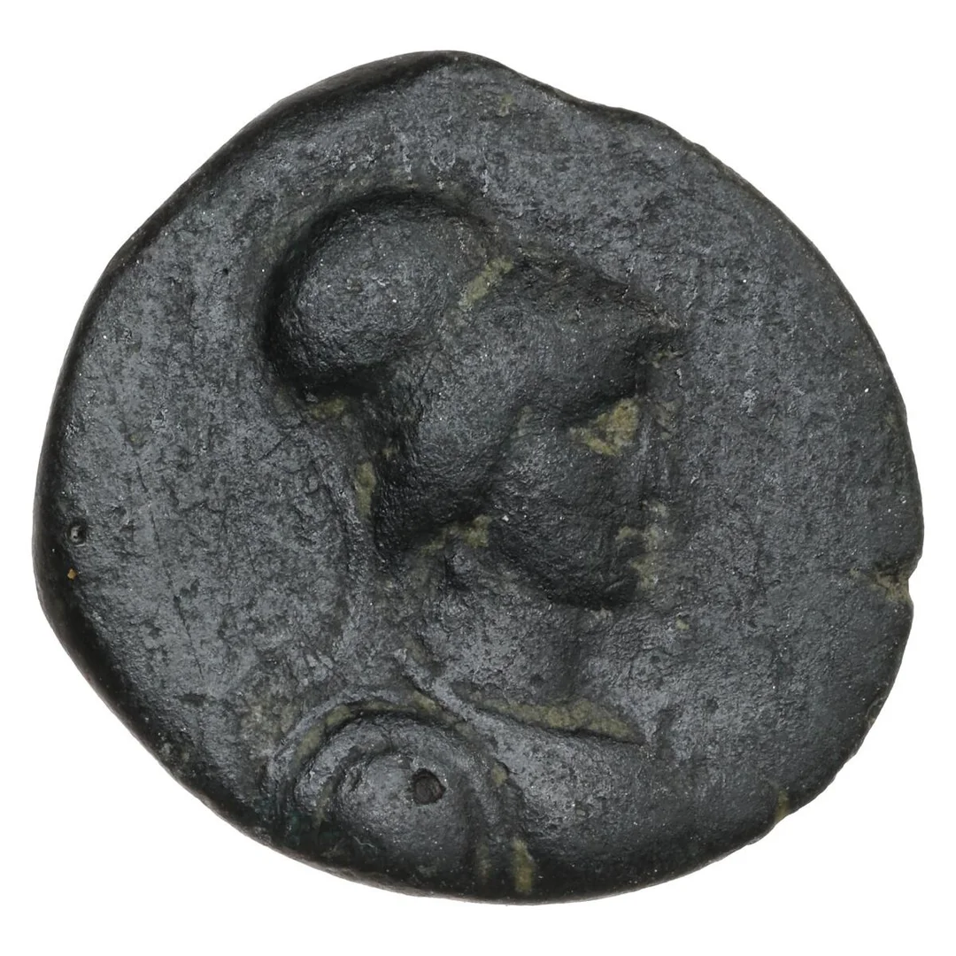Roman Republic, Cilicia, Aigeai Æ. 104–47 BC, Athena t / Goat; AIΓEAIΩN THΣ IEPAΣ; RPC I, 4026b, 2.00 g — Coins, Medals & Banknotes/Ancient coins/Roman Republic — Bruun Rasmussen