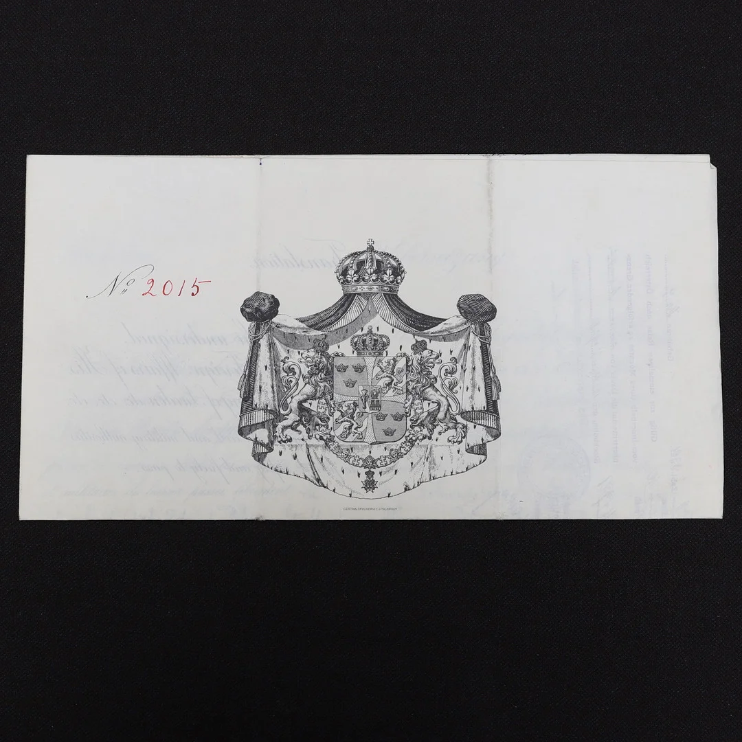 RESPASS, "Hovrättsrådet Pehr Cederschiöld", Stockholm, Sverige, 1921. — Autographs & Manuscripts — Gomér & Andersson Norrköping