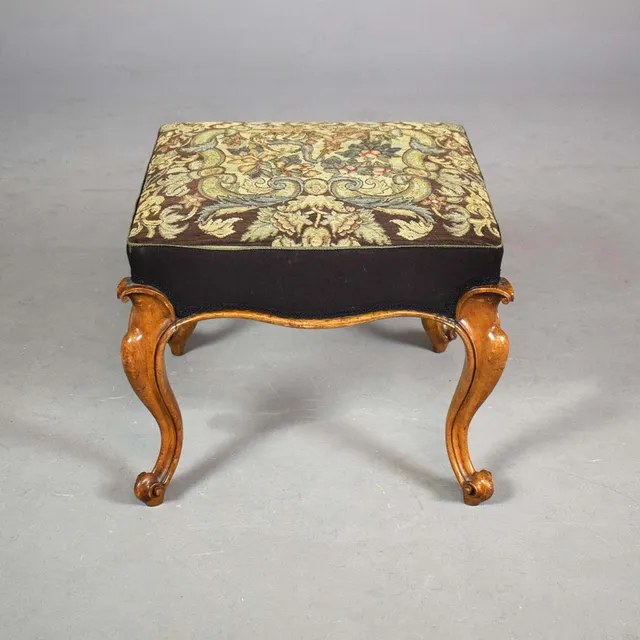 MID VICTORIAN WALNUT STOOL.