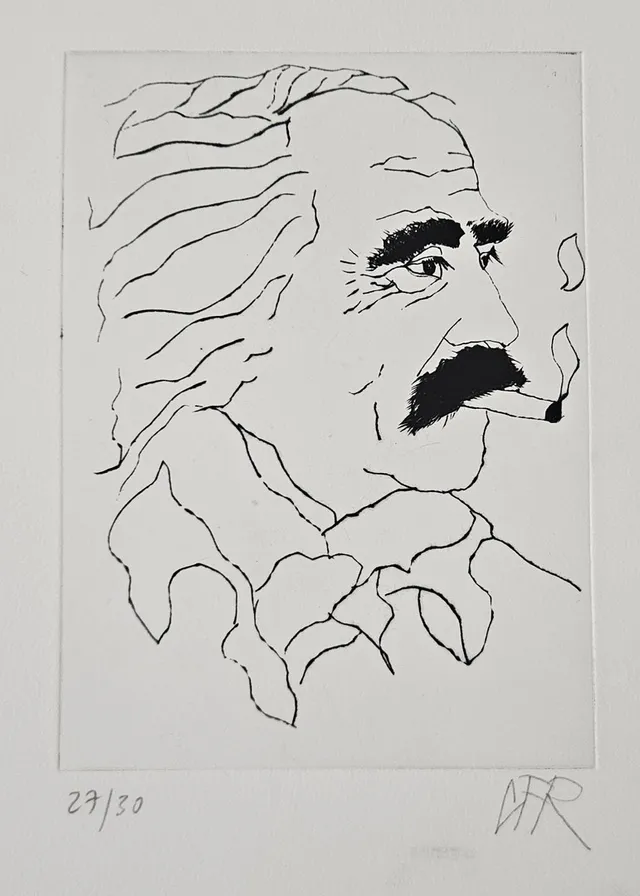 CARL FREDRIK REUTERSWÄRD. Rökande man. Etsning, signerad CFR och numrerad 27/30.