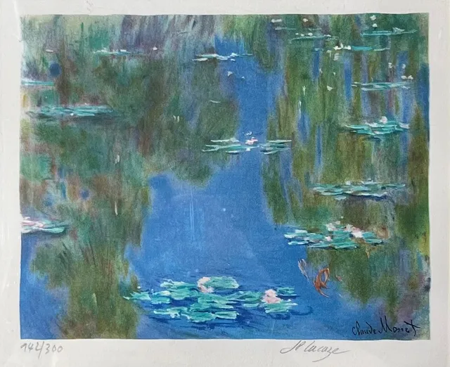 CLAUDE MONET. RÉPLICA. "Los nenúfares", litografía posterior numerada 142/300.