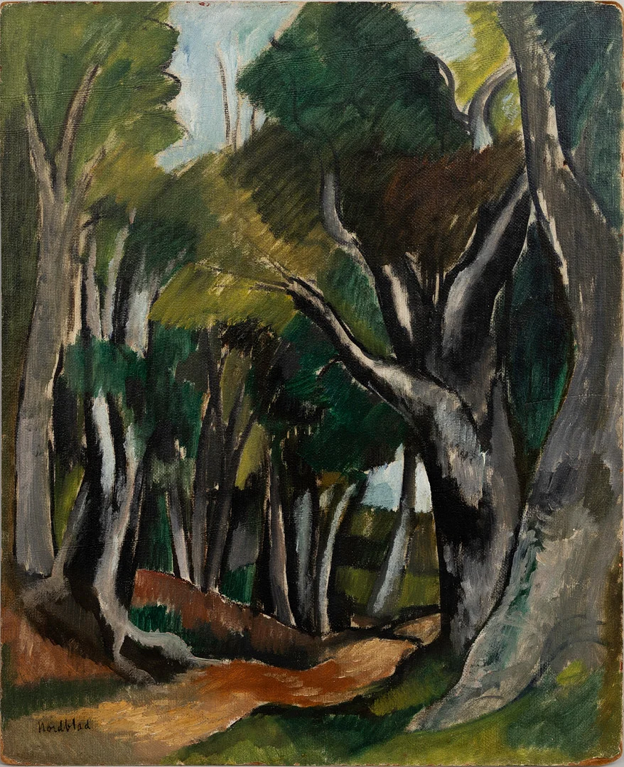GÖSTA NORDBLAD (1897 - 1940). "Skogsväg", olja på pannå, signerad. — Paintings — Auktionshuset Kolonn