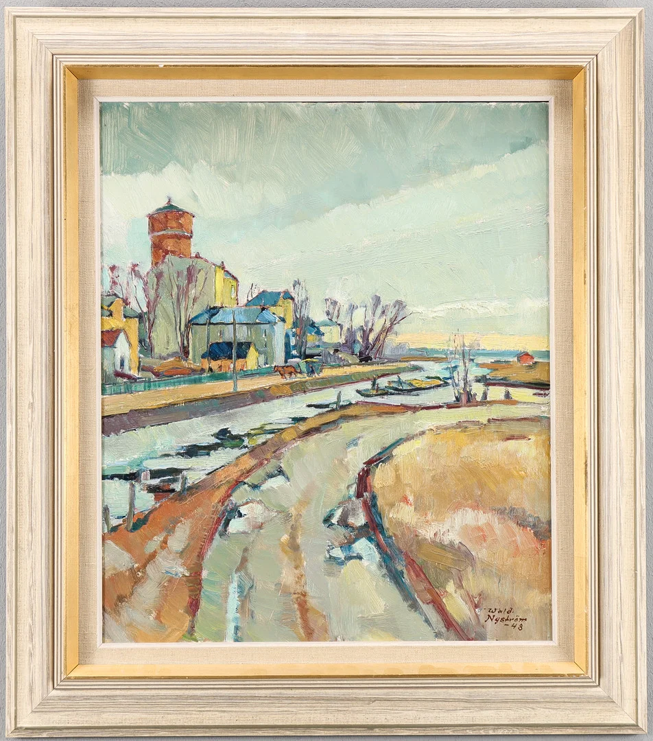 WALDEMAR NYSTRÖM. "Kanalen i Karlstad". — Paintings — Karlstad Hammarö Auktionsverk