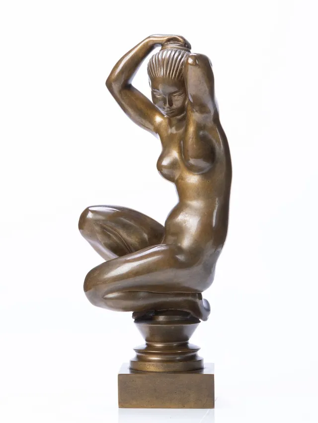 Kai Nielsen. 'Kneeling Woman'. Bronze figure.