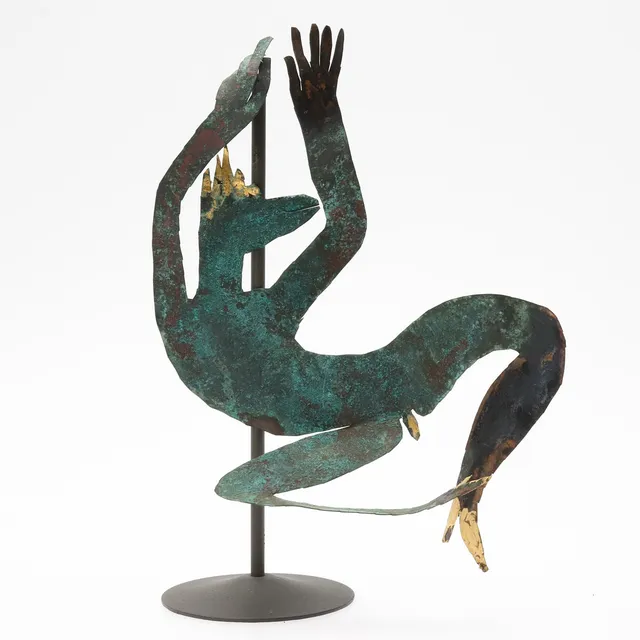 KARIN WARD. SKULPTUR, skuren i koppar, "Dansande väsen".