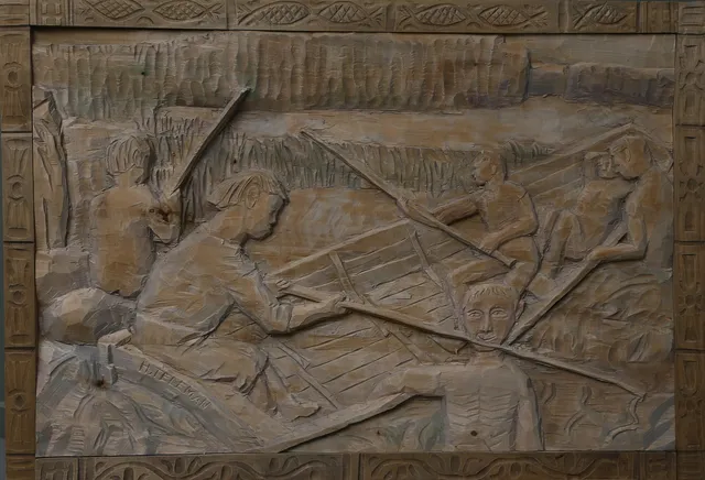 HELMER TELEMAN. RELIEF, trä, signerad, 1900-tal.