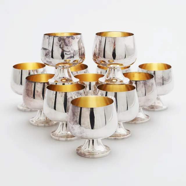 TORE ELDH. Punchkoppar, 12 st, silver, vikt 367 gram.