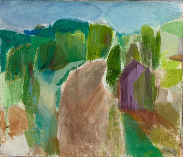 WILLARD LINDH (1918–2007). Landskap med väg, signerad, olja på duk.