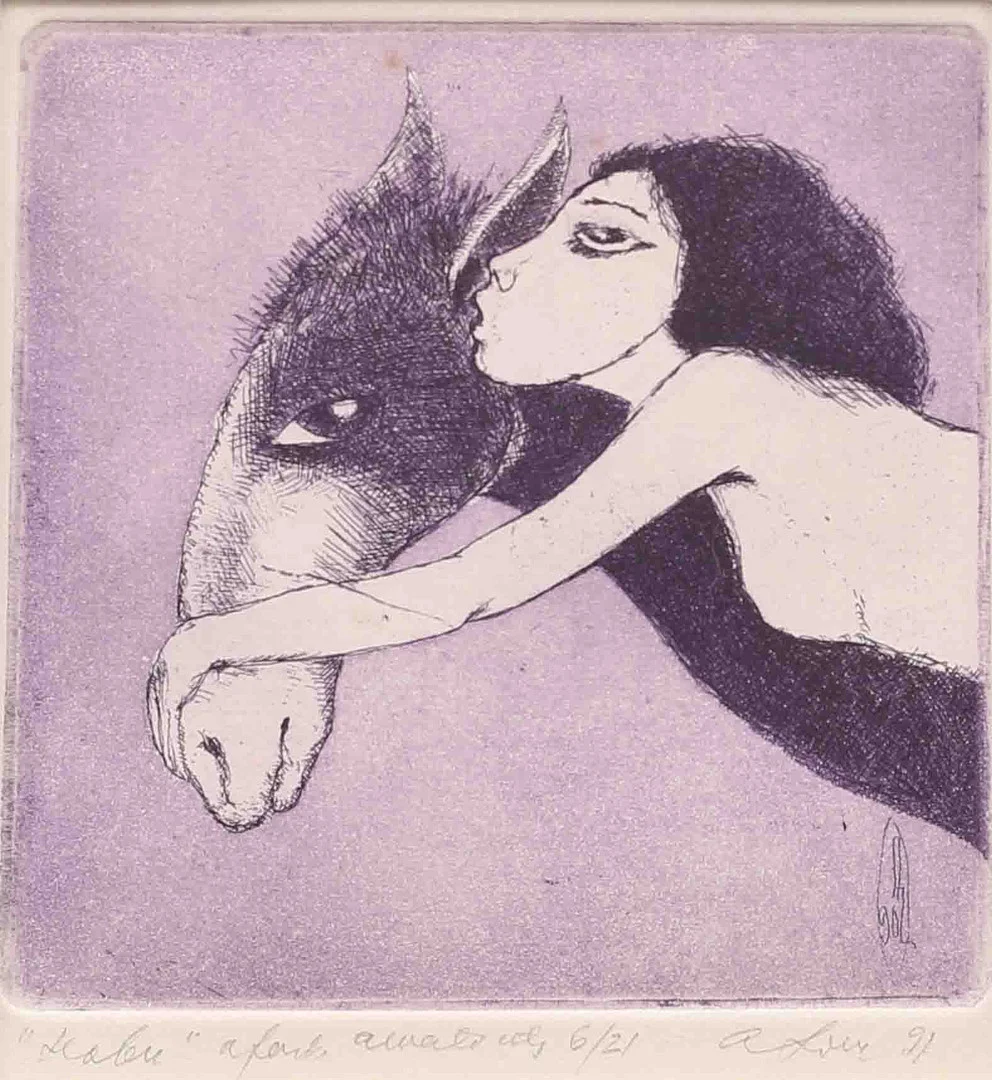 OIDENTIFIERAD KONSTNÄR (ESTLAND). "Habu", färgetsning nr 6/21, otydligt signerad A Z....... och daterad -91. — Engravings & Prints — Garpenhus Auktioner