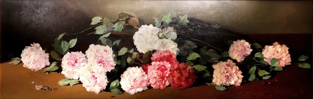 ARMAND MIRAVALLS BOVÉ. BODEGÓN DE PEONIAS.ÓLEO TELA.FIRMADO ÁNGULO INFERIOR DERECHO.