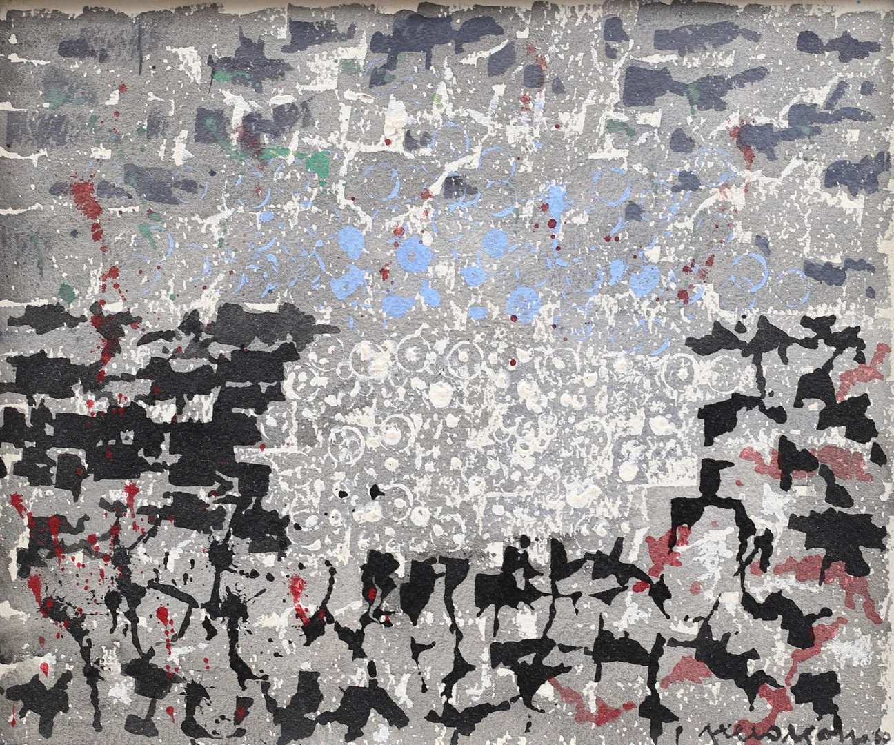 AXEL OLSSON. Komposition, olja på pannå, signerad och daterad -60. — Paintings — Garpenhus Auktioner