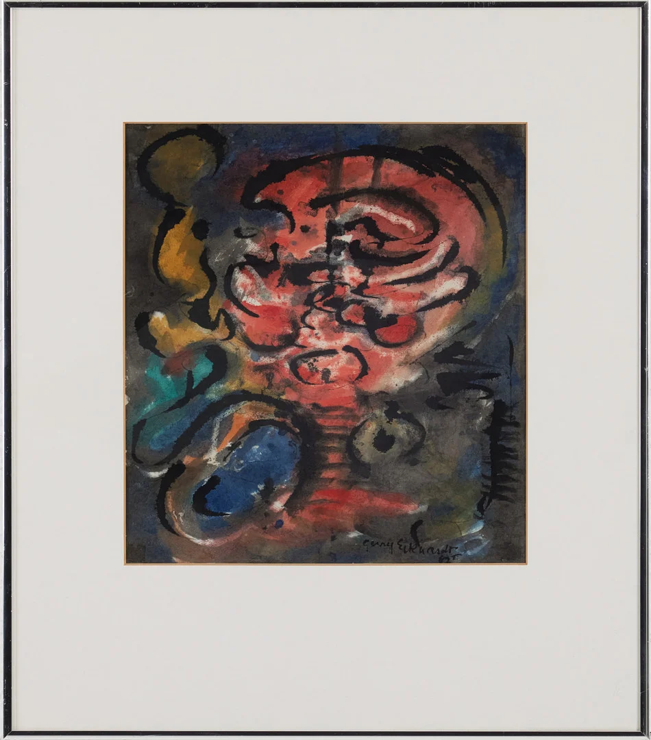 GERRY ECKHARDT (1902-1984). Komposition, akvarell, signerad och daterad 82. — Paintings — Stockholms Auktionsverk Magasin 5