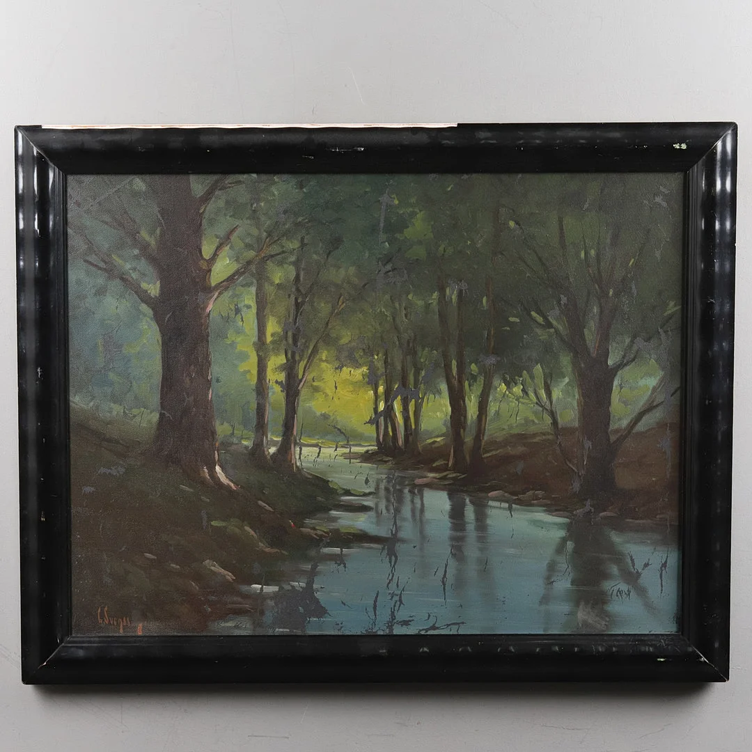 GÖTE SVENSSON. OLJA PÅ DUK, träd vid ån, signerad. — Paintings — Örebro Stadsauktioner