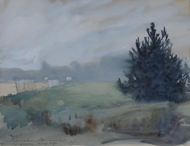 LOUIS SPARRE. akvarell, signerad.