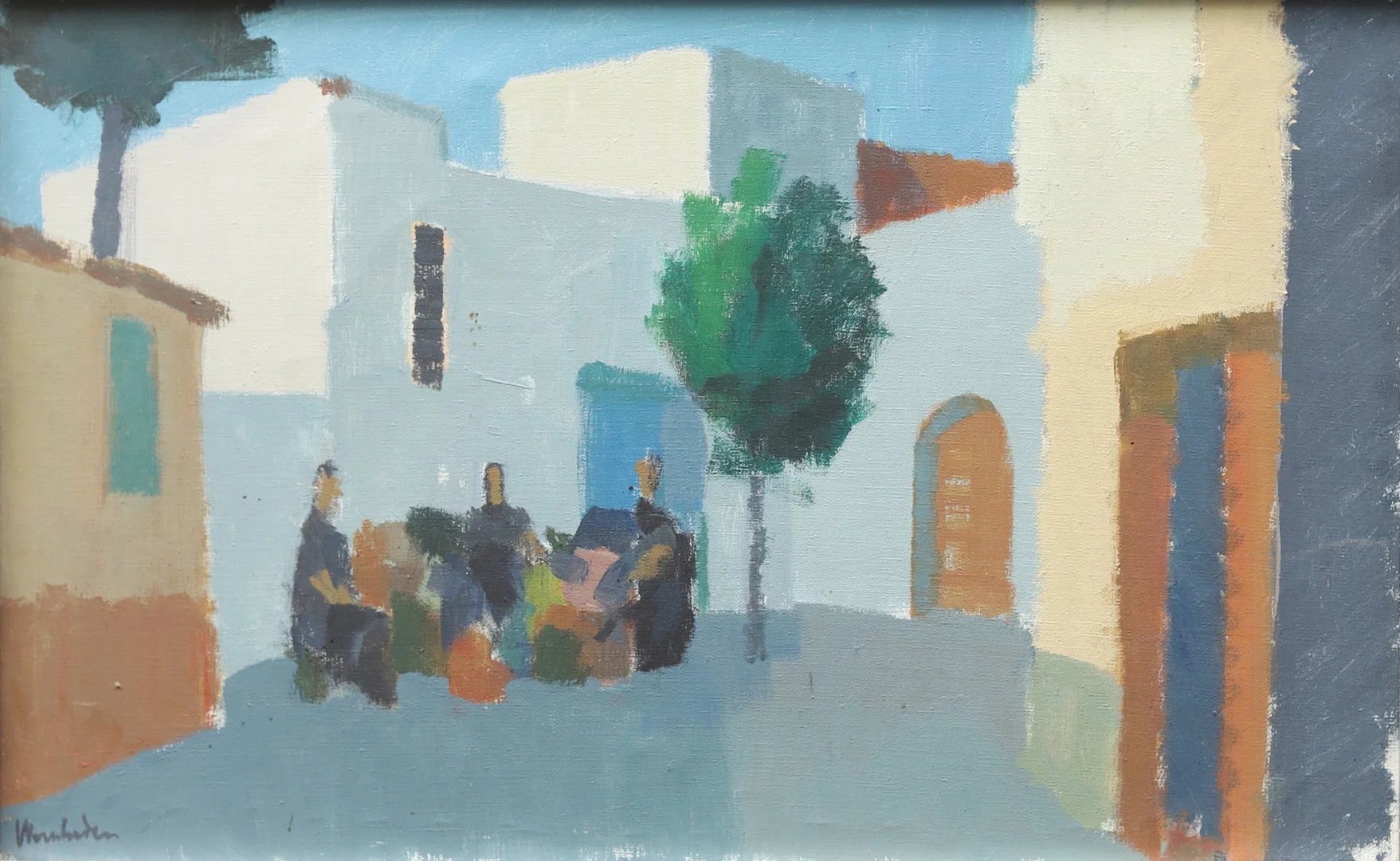 STIG WERNHEDEN. Sydländskt bytorg, olja på duk, signerad. — Paintings — Garpenhus Auktioner