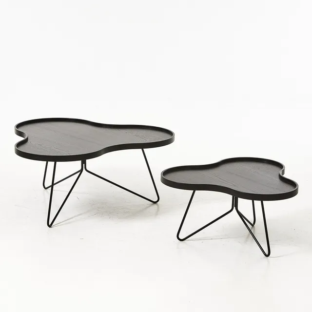 CHRISTINE SCHWARZER. Soffbord, 2 st, modell "Flower mono", Swedese, etikettmärkta.