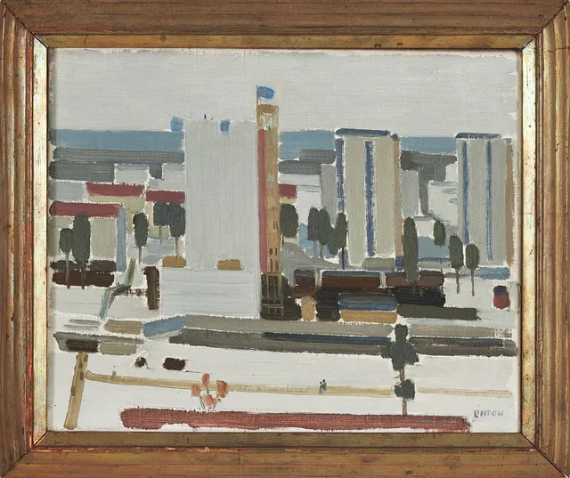 KURT LINDON (1919 - 1985). "Läkarhuset", olja på duk, signerad.