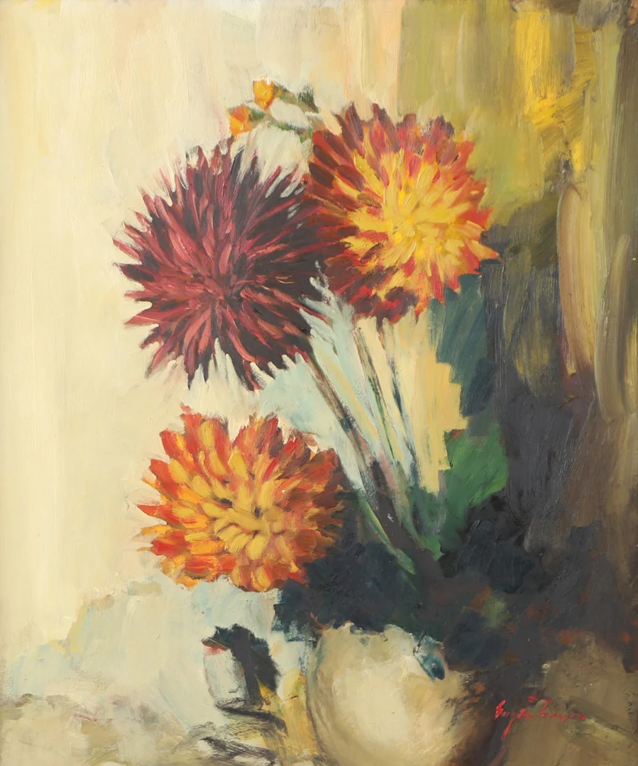 EUGEN PERSSON. Blomsterstilleben, olja på pannå, signerad. — Paintings — Helsingborgs Auktionskammare