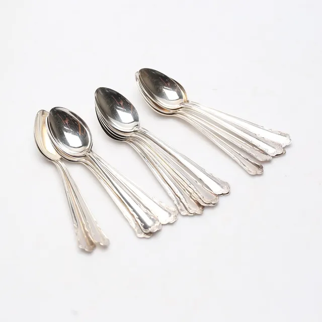 KAFFESKEDAR, 18 st, silver, "Ingrid", GAB, 1900-tal, vikt ca. 216,6 gram.