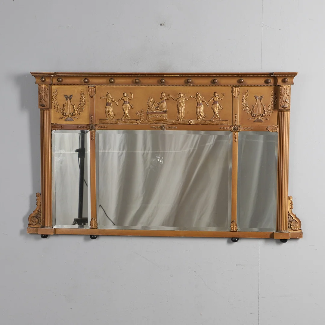 A LATE 19TH CENTURY GILT GESSO OVER MANTLE MIRROR. — Mirrors — Lawrences Auctioneers
