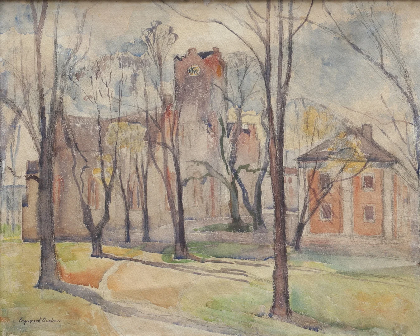 INGEGERD BESKOW. Växjö domkyrka, akvarell, signerad. — Paintings — Växjö Auktionskammare