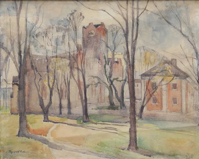 INGEGERD BESKOW. Växjö domkyrka, akvarell, signerad.