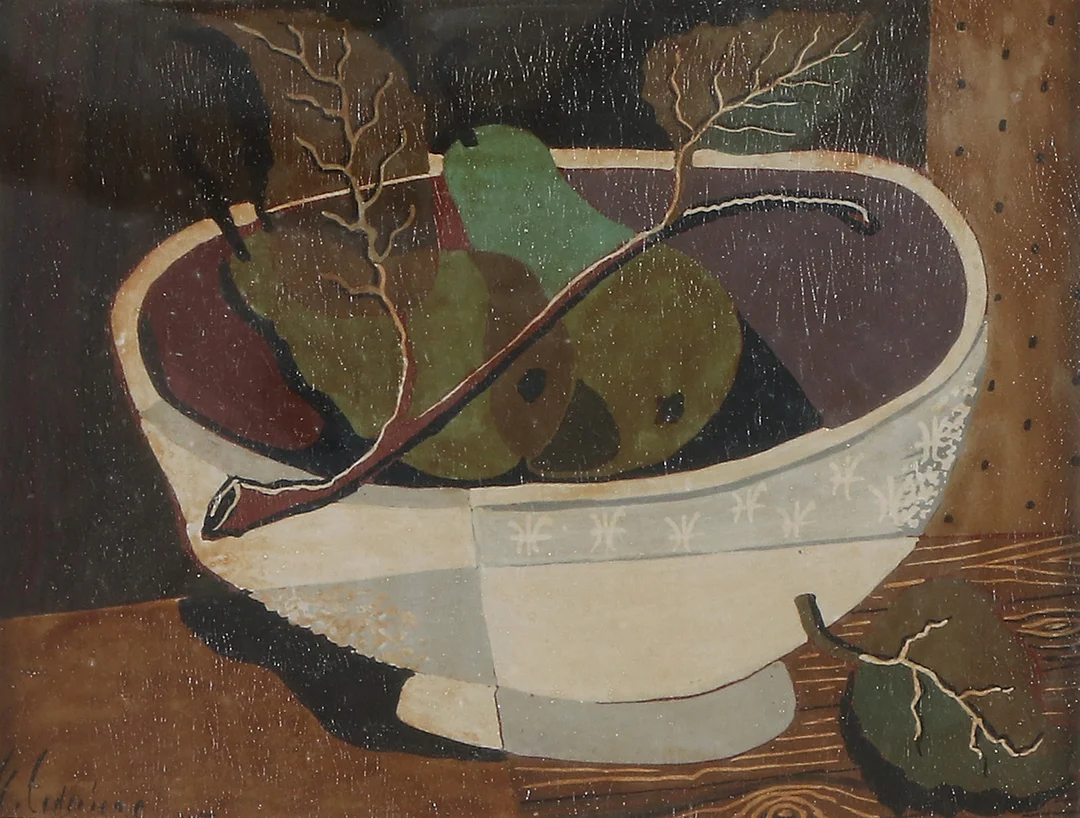ERIC CEDERBERG. Oljemålning på pannå. "Nature morte". Signerad. — Paintings — Skånes Auktionsverk