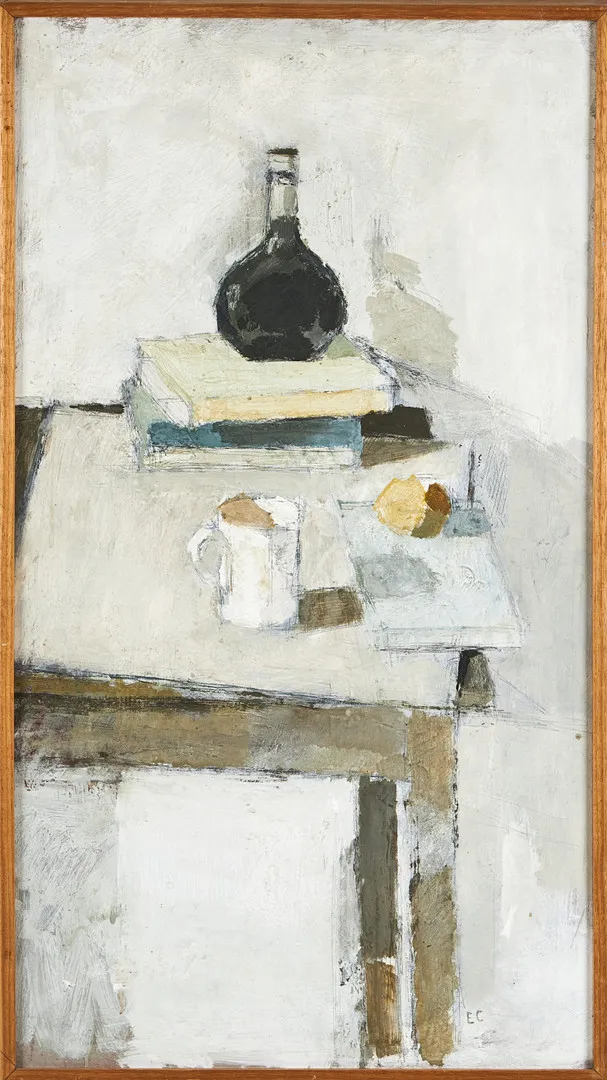 ERIK CEDERVALL (1923-2013). "Den vita muggen", olja på pannå, monogramsignerad EC.