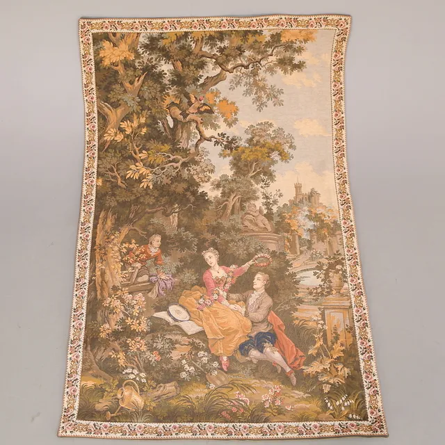 VÄVD TAPET, gobelängteknik, 1700-talsmotiv, JP, Paris, Frankrike.