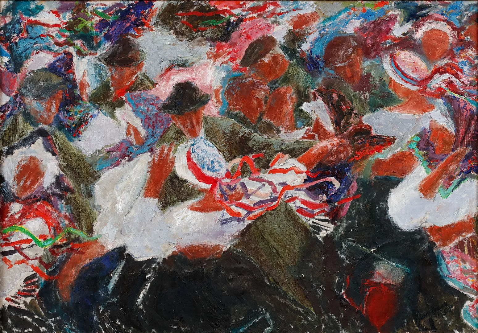 ERIK HAAMER. Virvlande sommardans. Olja på duk. Utförd 1950. — Paintings — Göteborgs Auktionsverk