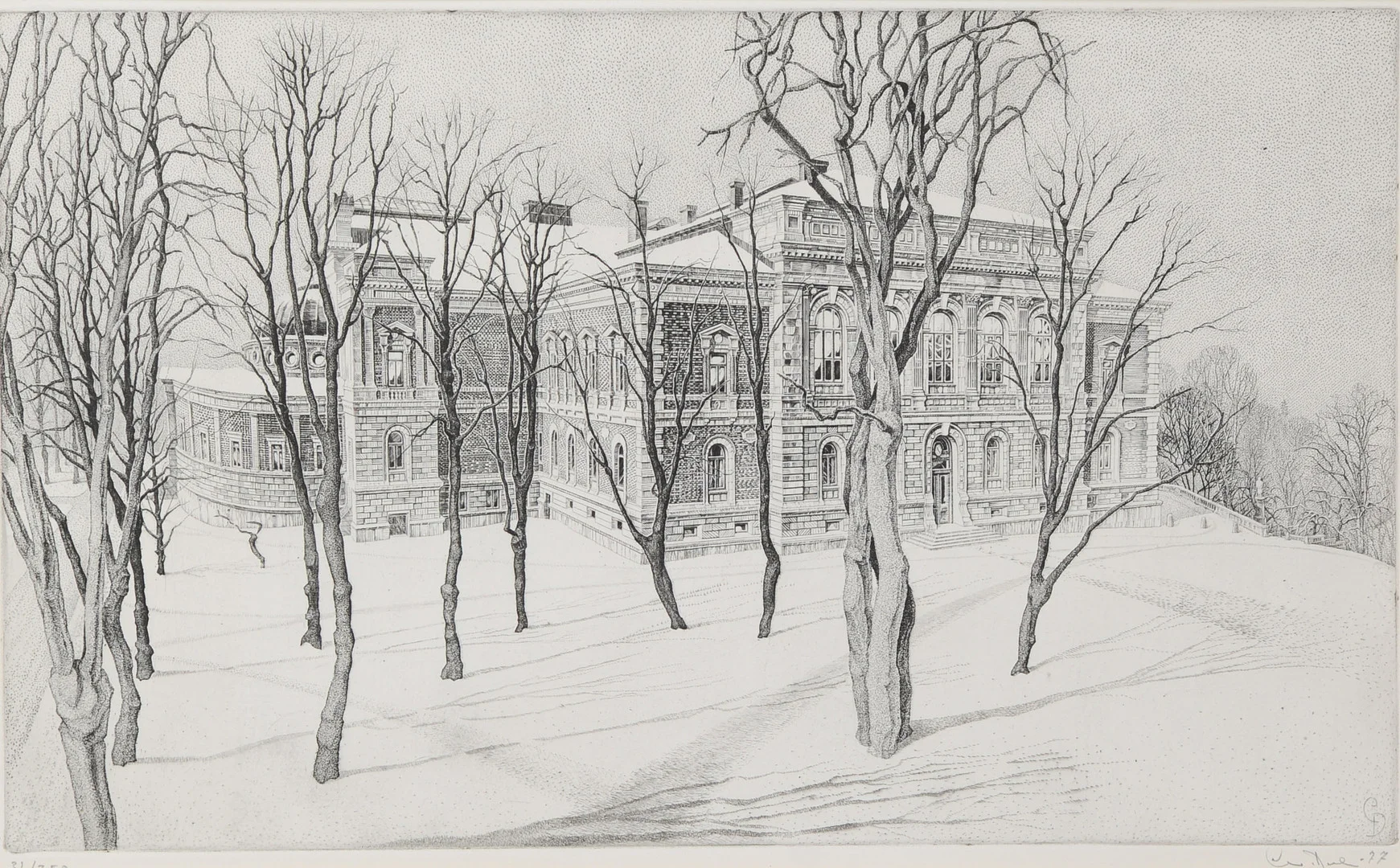 CHRISTIAN DUE. Stadsmotiv, etsning, signerad, numrerad samt daterad. — Engravings & Prints — Formstad Auktioner