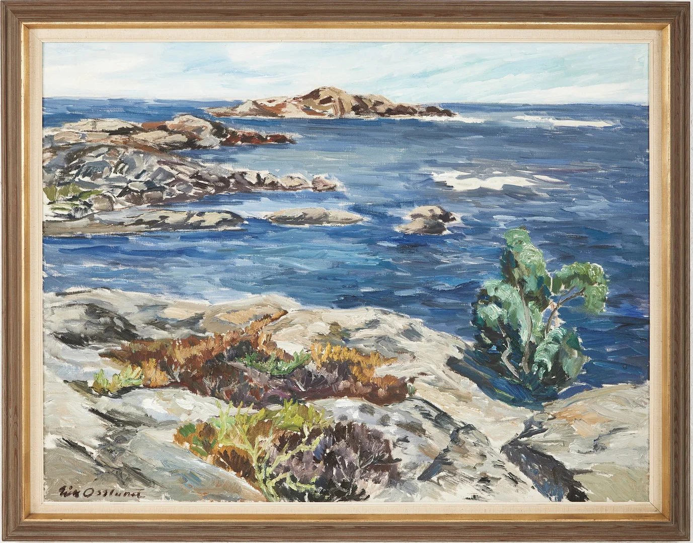 ERIK OSSLUND. Skärgårdslandskap, olja på duk, signerad. — Paintings — Stockholms Auktionsverk Magasin 5