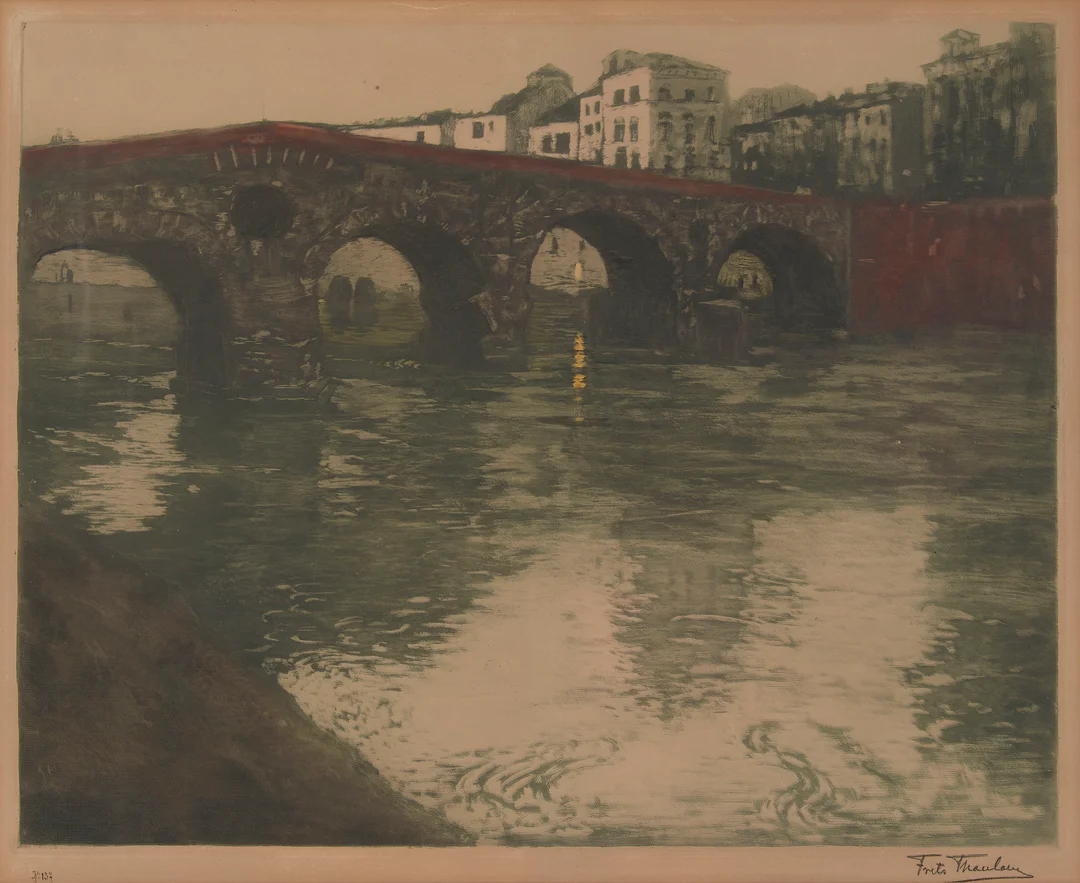 Thaulow, Frits — "Veronabroen (Pont de Vérone)" — Kunst/Grafikk — Blomqvist
