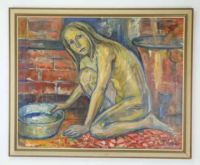 MARTHE BOHM. Olja på duk, Flicka, signerad, daterad 1939.