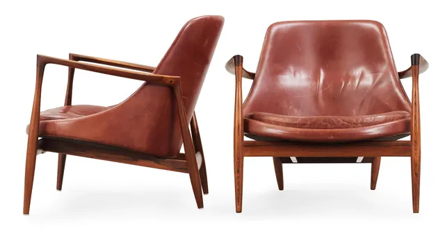 IB KOFOD LARSEN, fåtöljer, ett par "Elisabeth", Christensen & Larsen, Danmark 1950-60-tal.