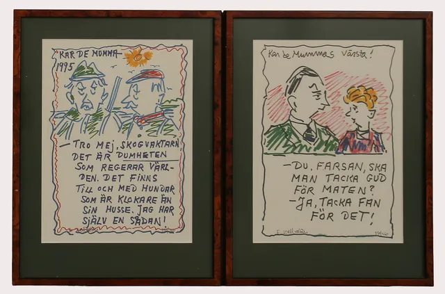 KAR DE MUMMA. Färglitografier, karikatyrer, signerade E. Zellström, numrerade 330/360, daterade 1995.