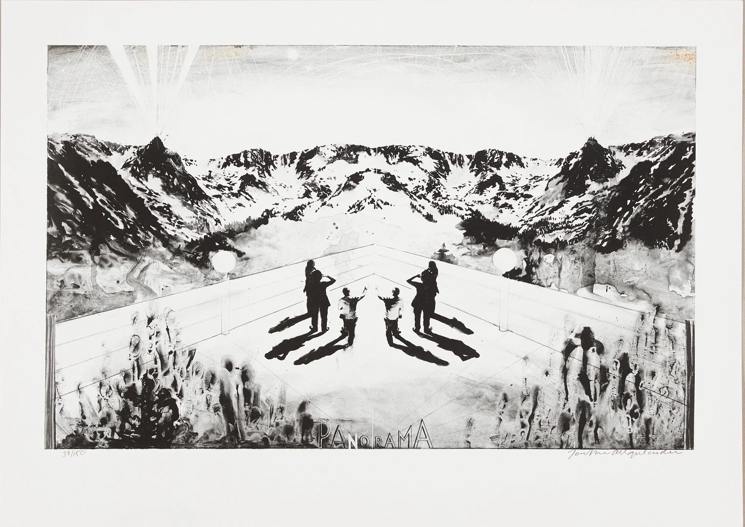 JOAKIM ALLGULANDER. "Panorama", färglitografi. — Engravings & Prints — Stockholms Auktionsverk Magasin 5