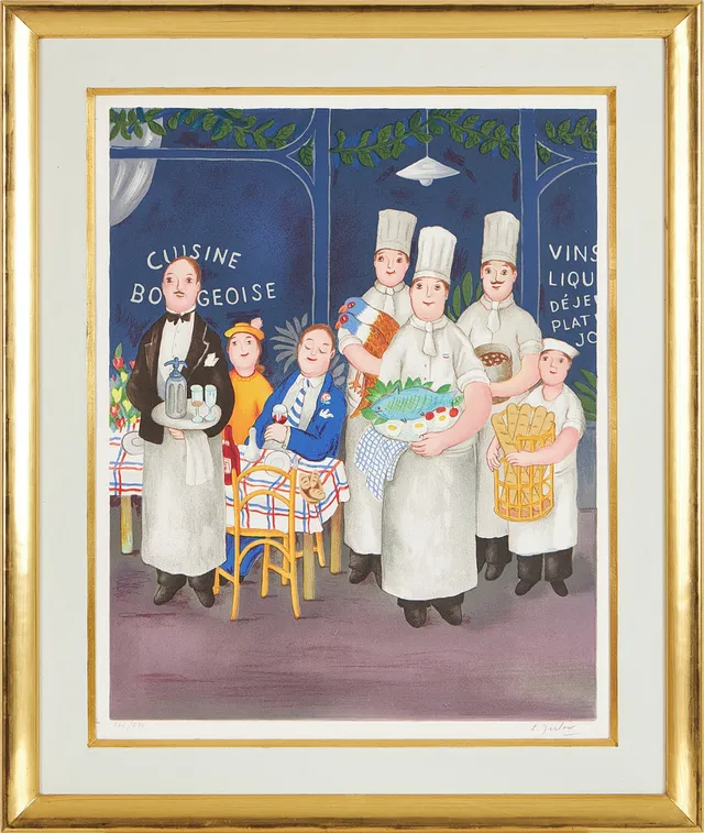 LENNART JIRLOW. "Cuisine Bourgeoise" Färglitografi, signerad L. Jirlow, numrerad 266/270.