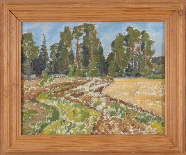 BERNHARD ÖNSTAD. "Sensommar", olja på pannå, signerad.