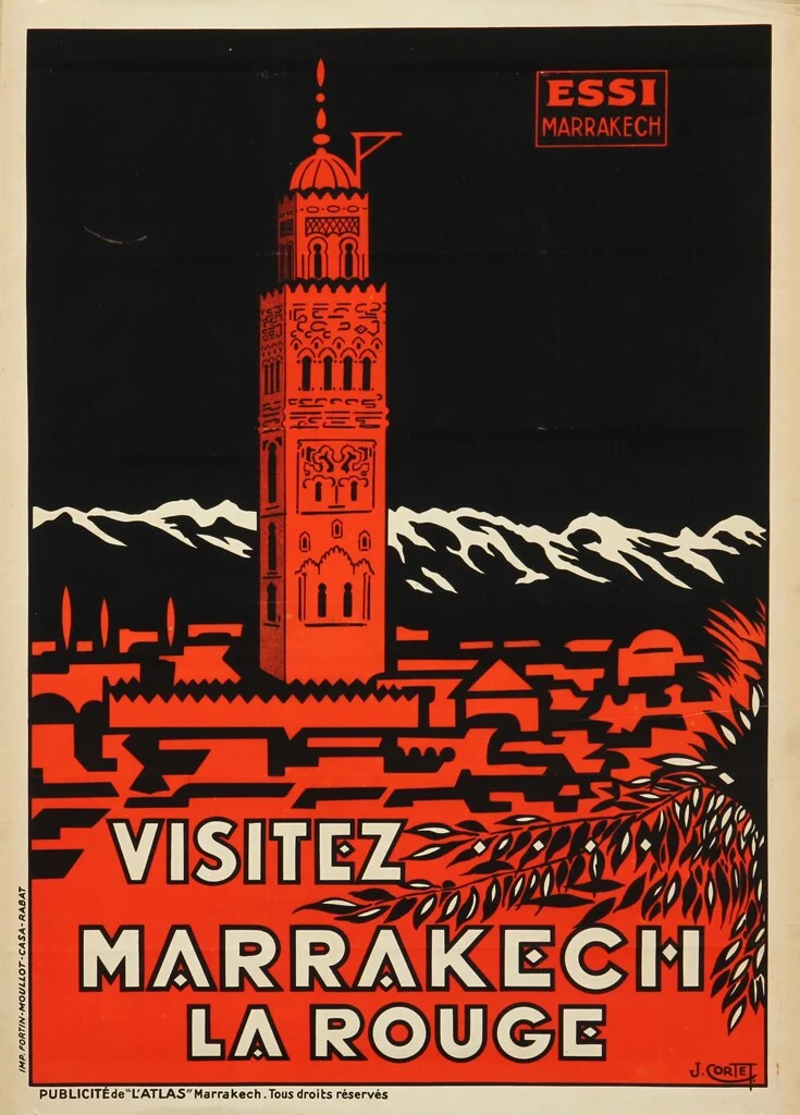 Fransk plakat, 'Visitez Marrakech la Rouge', ca. 1930/40'erne — Paintings and sculptures/Prints and photography — Lauritz
